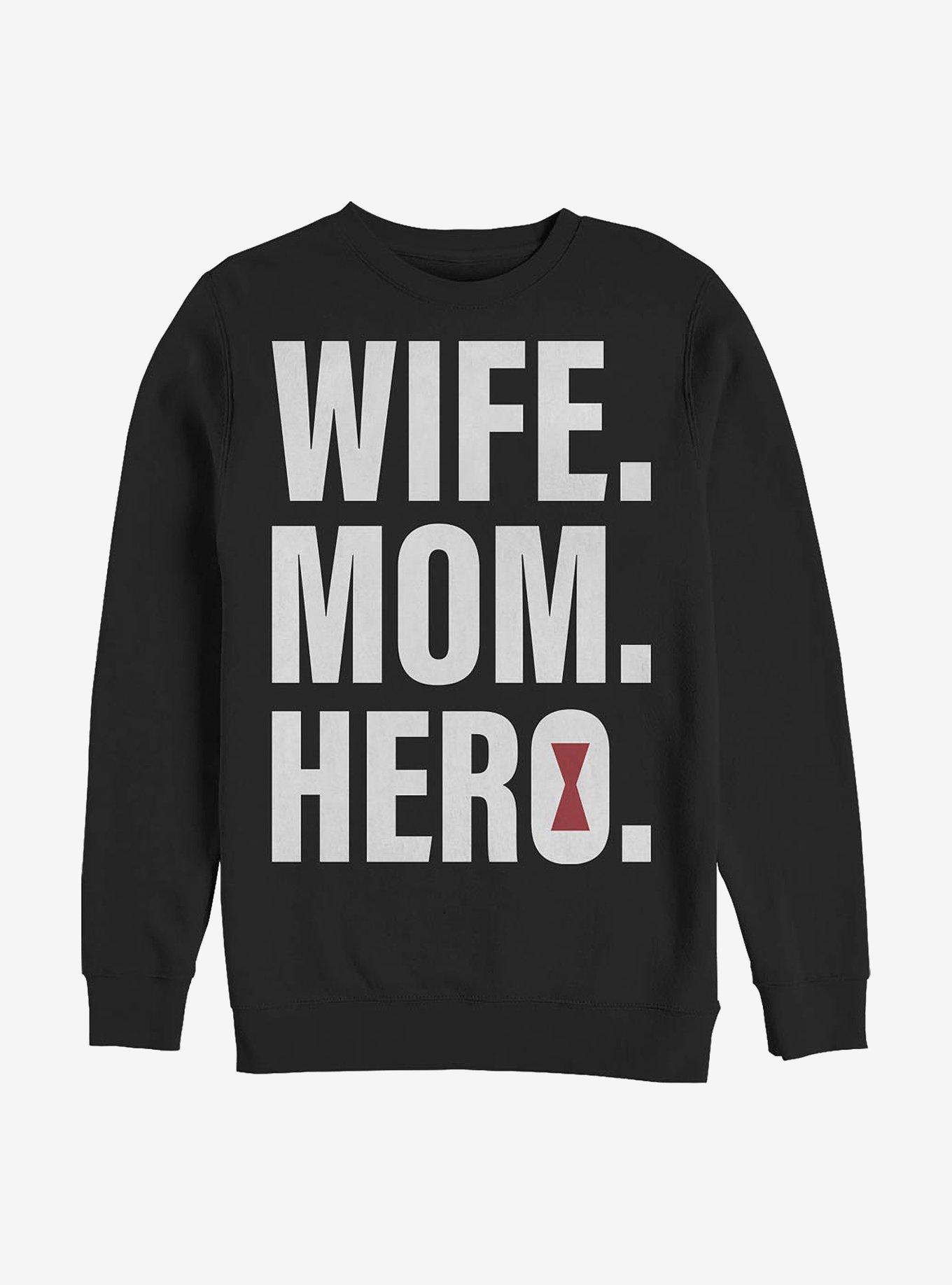 Marvel Black Widow Wife Mom Black Widow Crew Sweatshirt, BLACK, hi-res