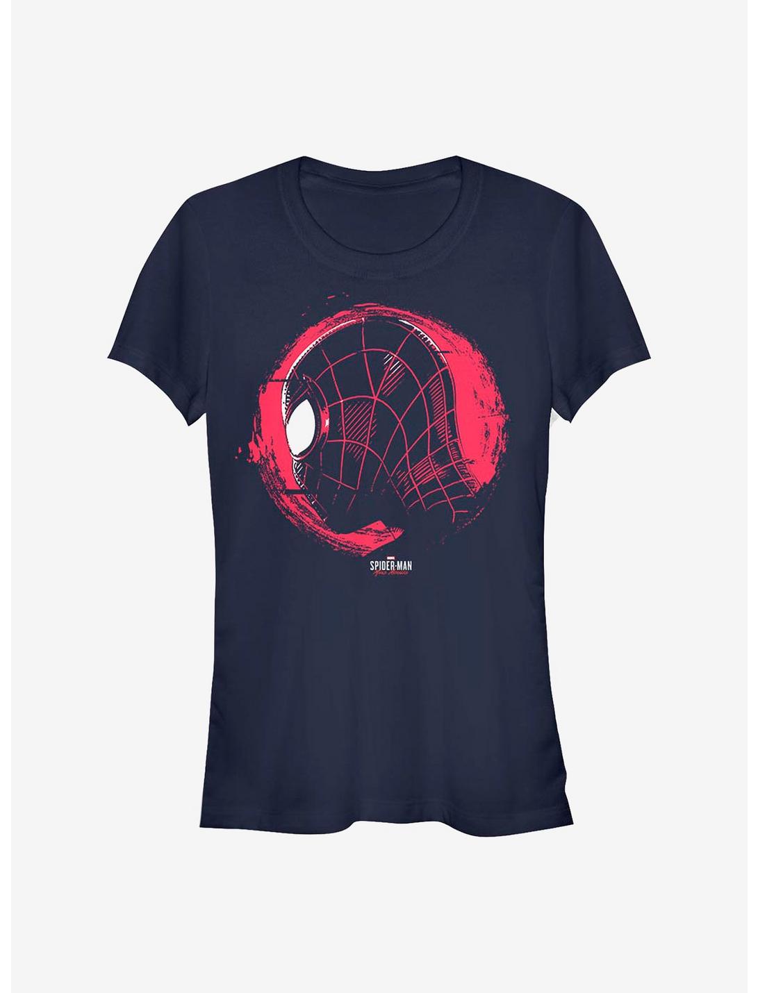 Marvel Spider-Man Miles Morales Circle Face Girls T-Shirt, NAVY, hi-res
