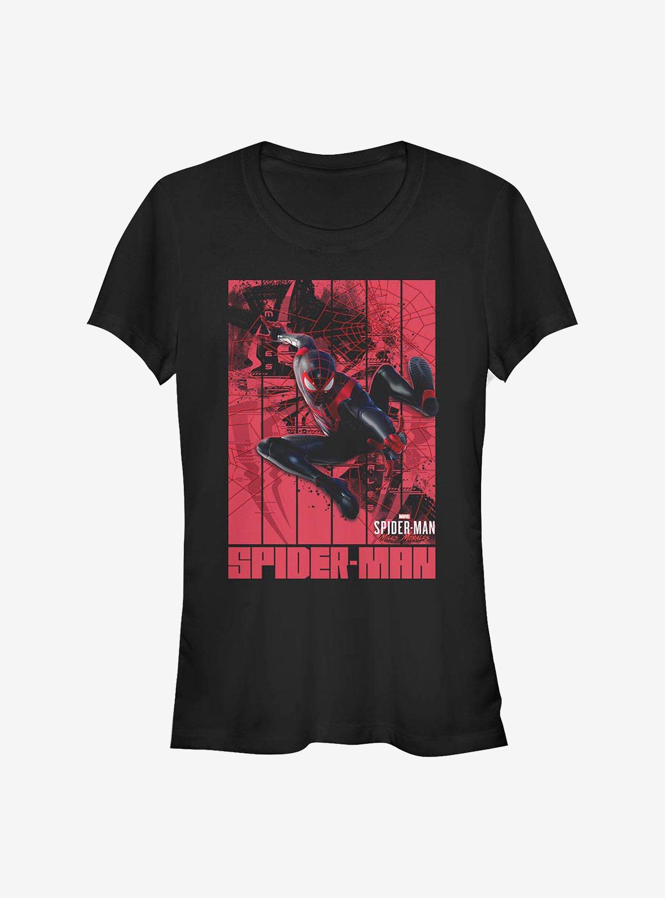 Marvel Spider-Man Panel Miles Morales Paint Girls T-Shirt, BLACK, hi-res