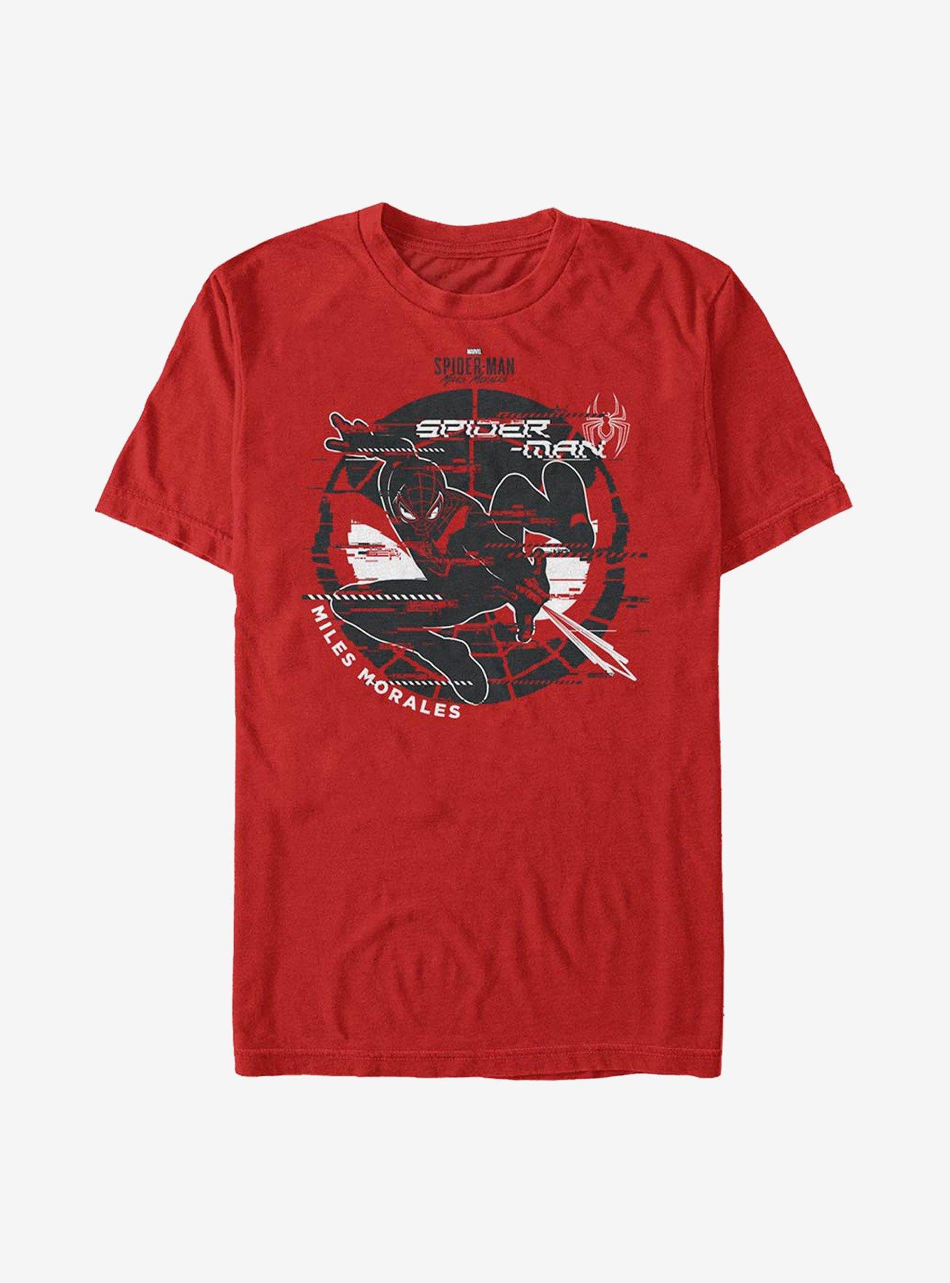 Marvel Spider-Man Miles Morales Two Tone Glitch Art T-Shirt, RED, hi-res
