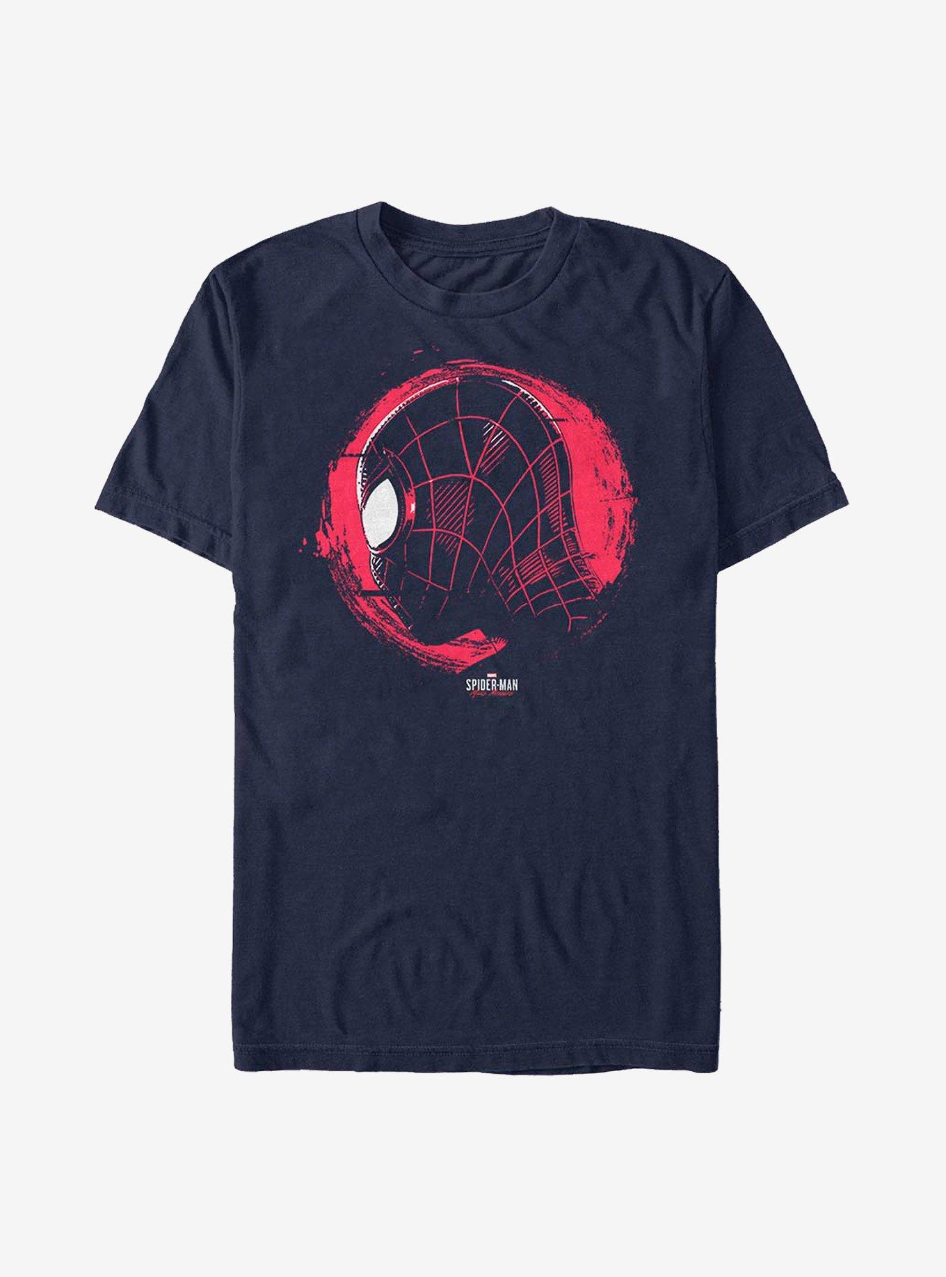 Marvel Spider-Man Miles Morales Circle Face T-Shirt, NAVY, hi-res