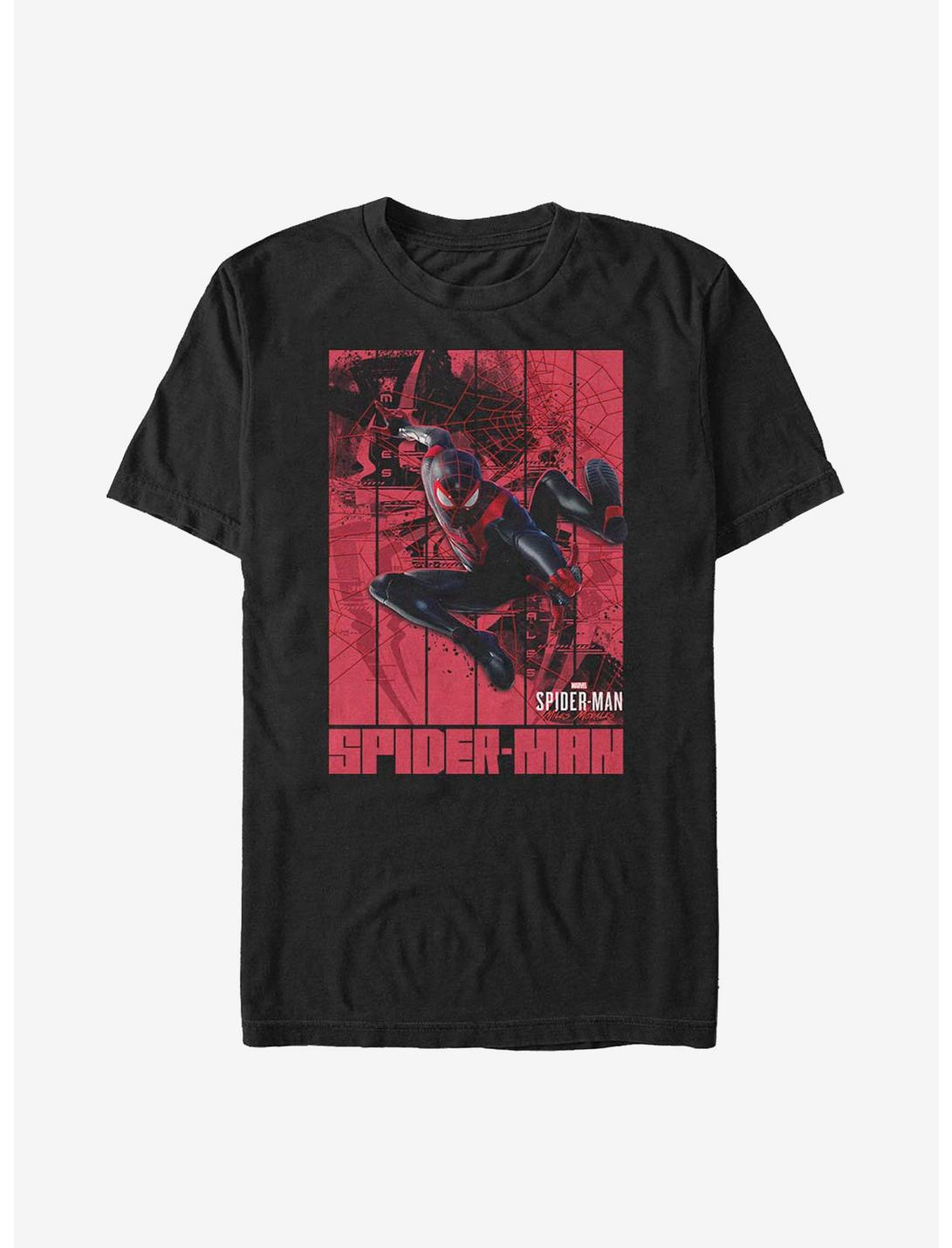 Marvel Spider-Man Panel Miles Morales Paint T-Shirt, BLACK, hi-res