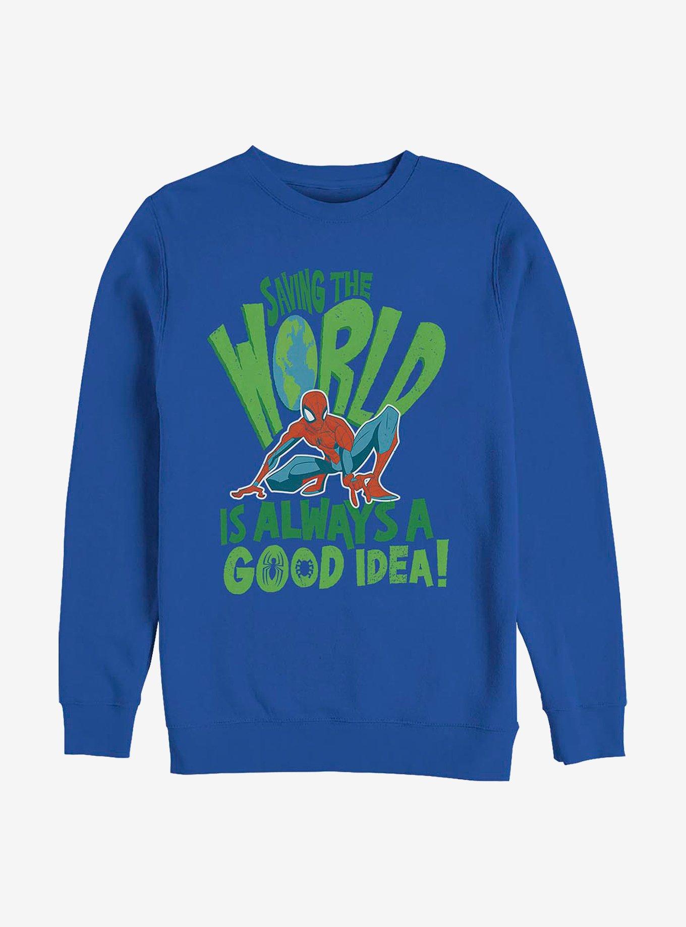 Marvel Spider-Man Spider World Crew Sweatshirt, ROYAL, hi-res