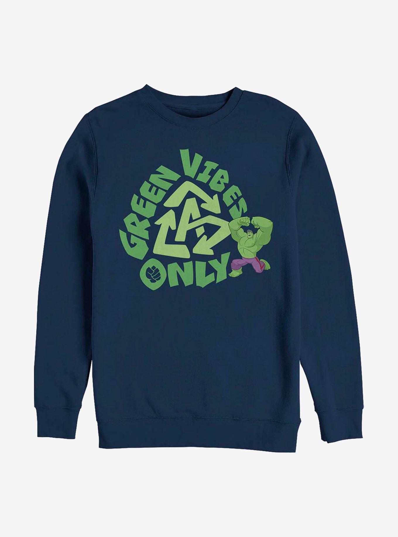 Marvel The Hulk Green Vibes Crew Sweatshirt, NAVY, hi-res