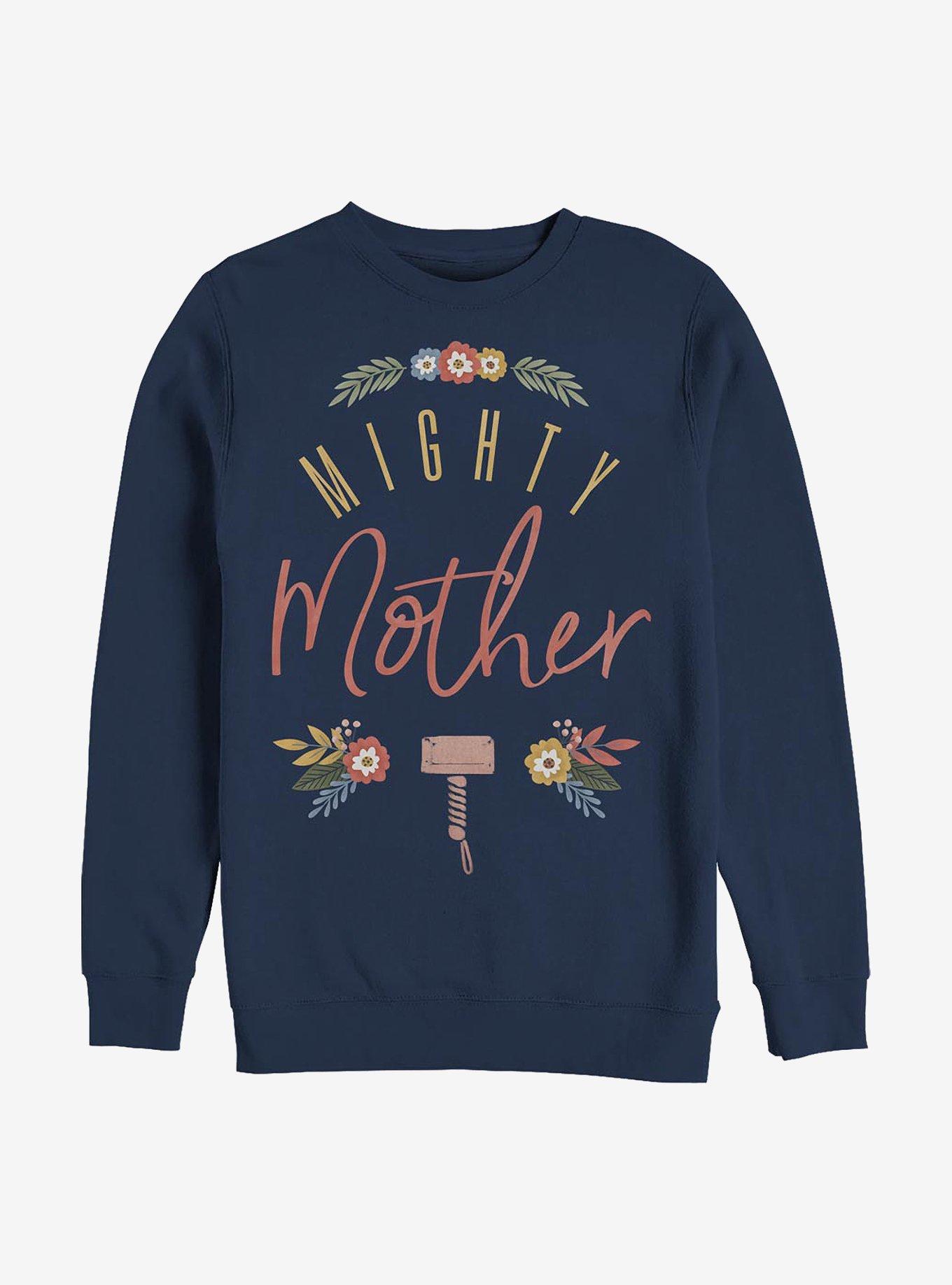 Marvel Thor Might Mother Floral Crew Sweatshirt, NAVY, hi-res