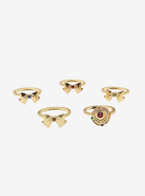 Sailor Moon Bows & Compact Ring Set | Hot Topic