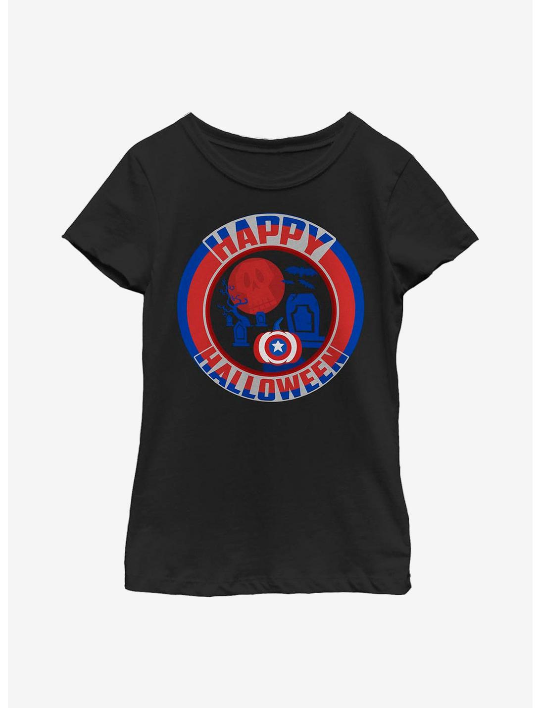 Marvel Captain America Happy Halloween Youth Girls T-Shirt, BLACK, hi-res