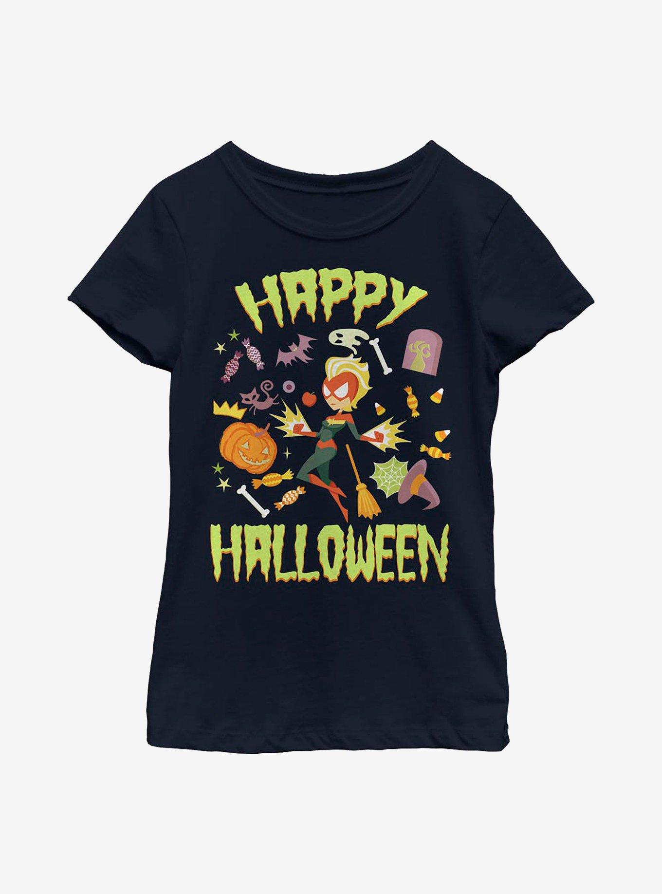 Marvel Captain Marvel Halloween Youth Girls T-Shirt - BLUE | BoxLunch