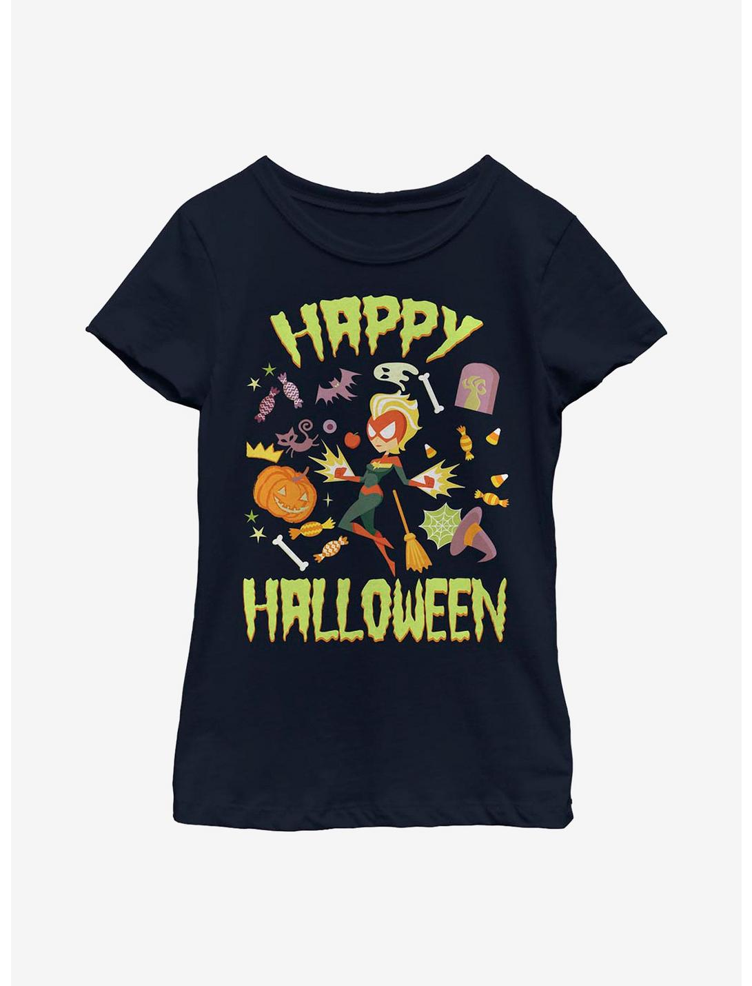 Marvel Captain Marvel Halloween Youth Girls T-Shirt, NAVY, hi-res