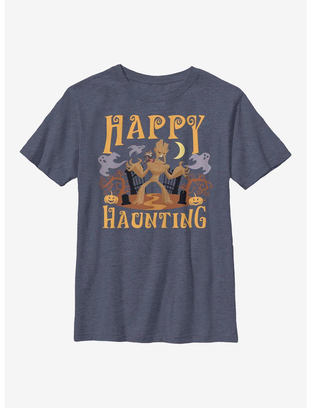 Marvel Guardians Of The Galaxy Happy Haunting Groot Youth T-Shirt, NAVY HTR, hi-res