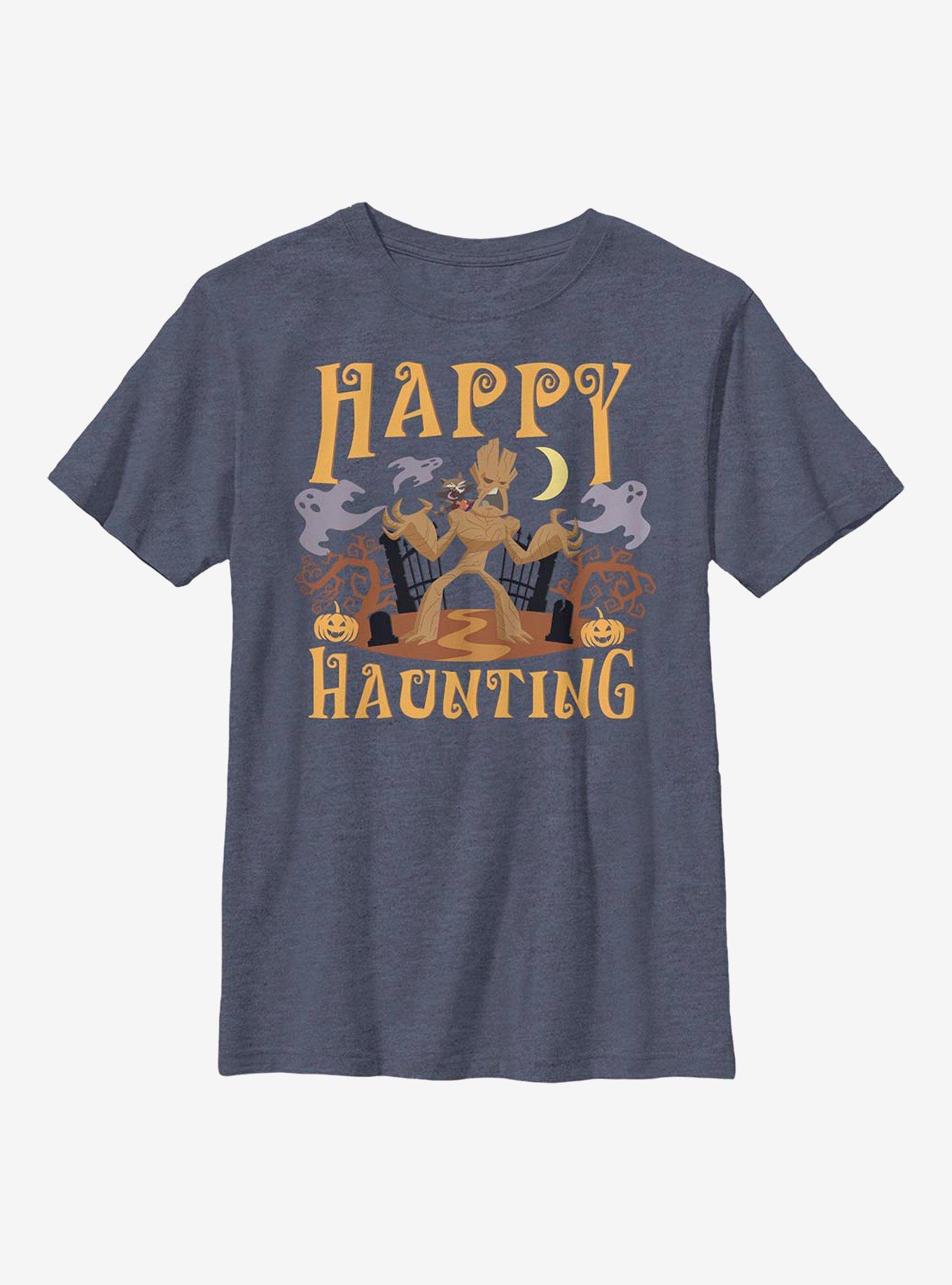 Marvel Guardians Of The Galaxy Happy Haunting Groot Youth T-Shirt, NAVY HTR, hi-res