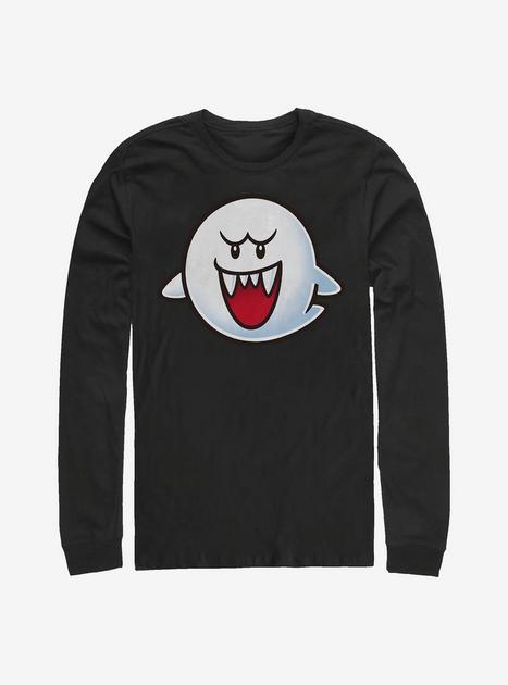 Nintendo Mario Boo Face Long-Sleeve T-Shirt - BLACK | BoxLunch
