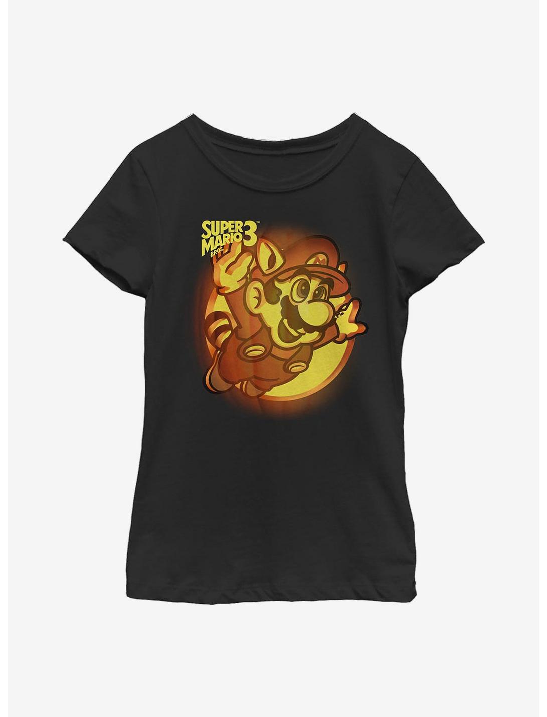 Nintendo Mario Pumpkin Logo Youth Girls T-Shirt, BLACK, hi-res