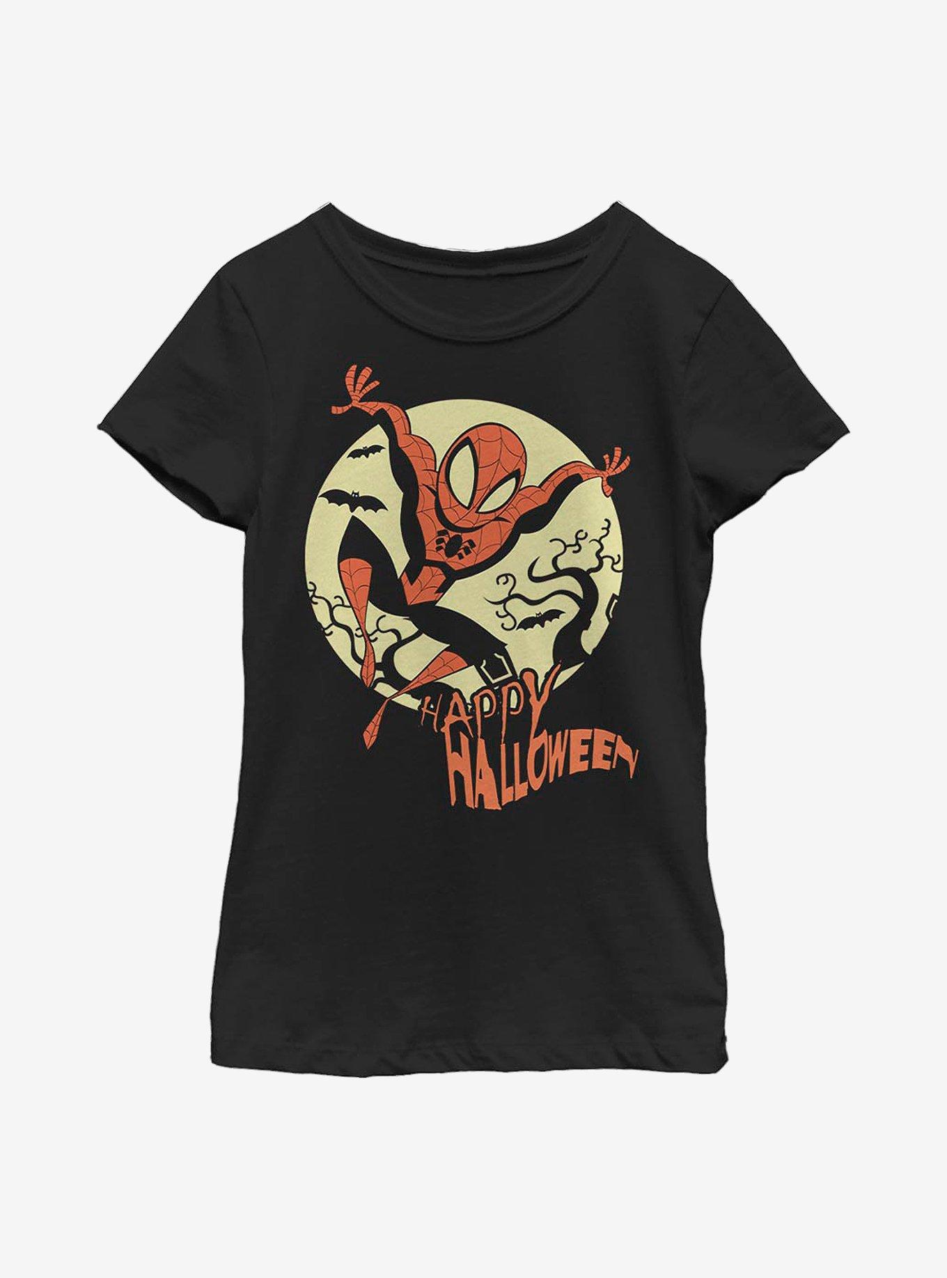 Marvel Spider-Man Halloween Moon Youth Girls T-Shirt, , hi-res