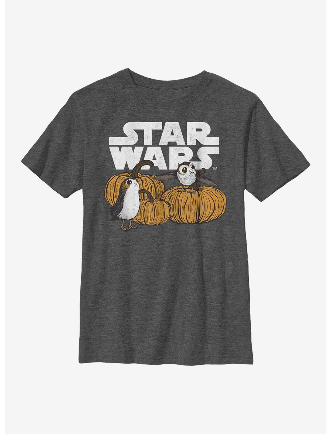 Star Wars Pumpkin Patch Porg Youth T-Shirt, CHAR HTR, hi-res