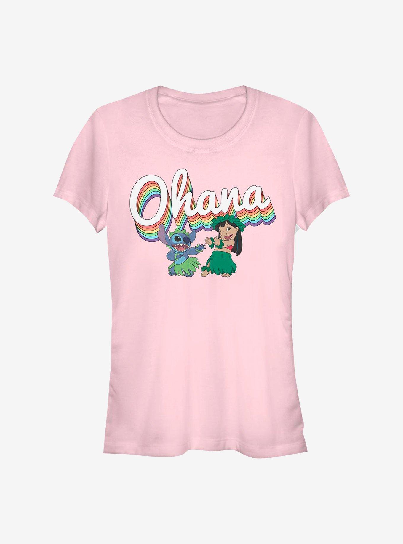 Disney Lilo & Stitch Rainbow Ohana Girls T-Shirt, LIGHT PINK, hi-res