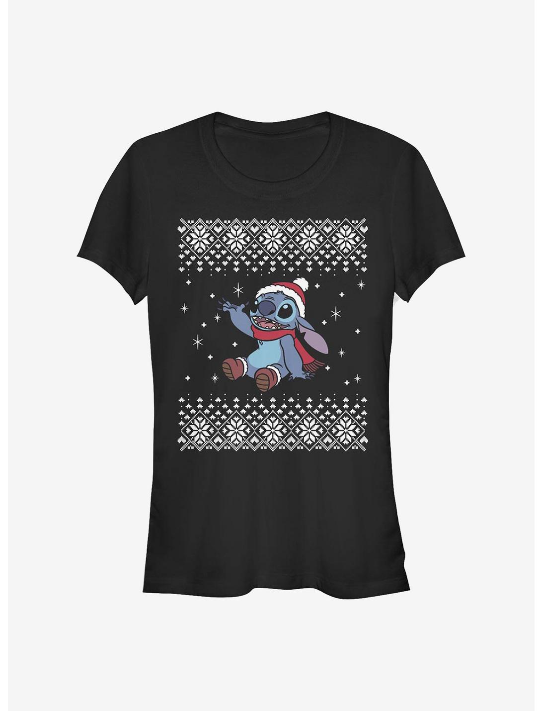 Disney Lilo & Stitch Christmas Front Girls T-Shirt, BLACK, hi-res