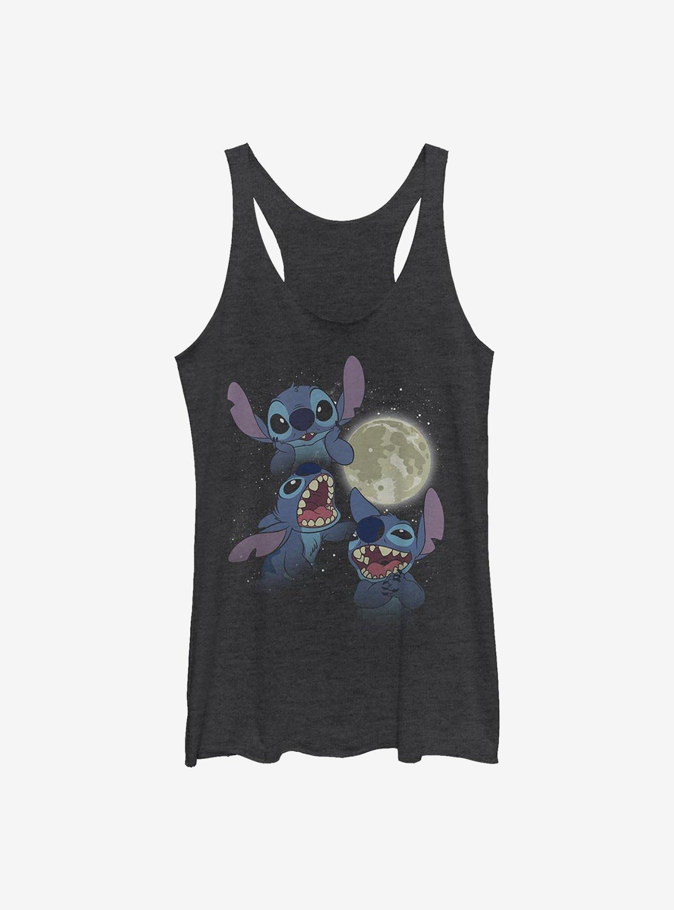 Disney Lilo & Stitch Three Stitch Moon Girls Tank, BLK HTR, hi-res