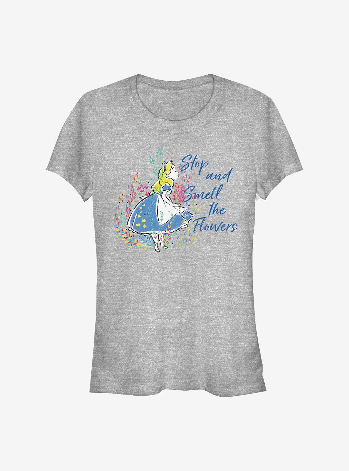 Disney Alice In Wonderland Smell The Flowers Girls T-Shirt, ATH HTR, hi-res