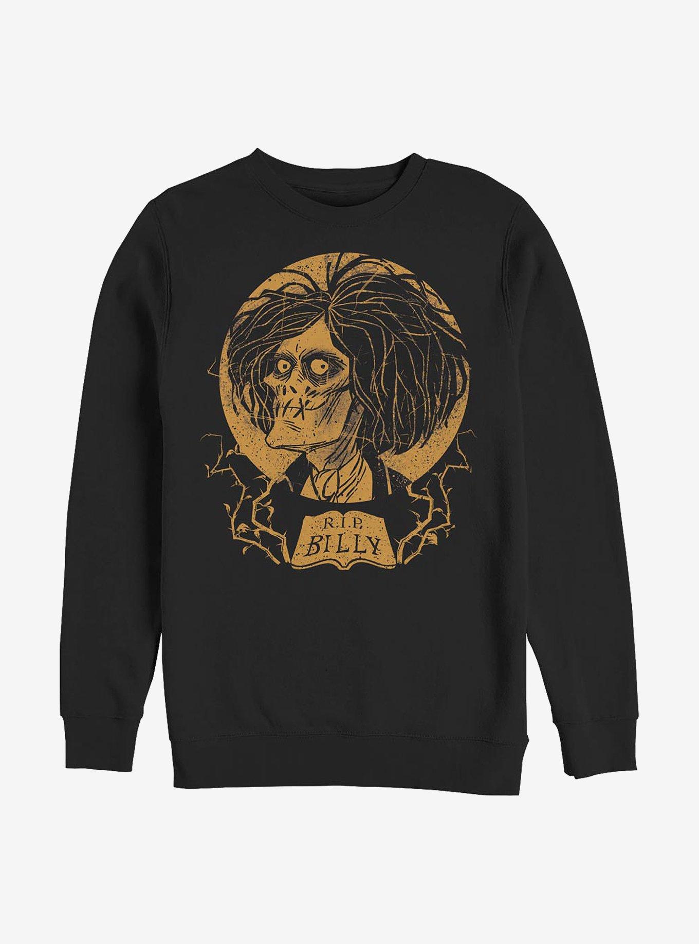 Disney Hocus Pocus RIP Billy Crew Sweatshirt, BLACK, hi-res