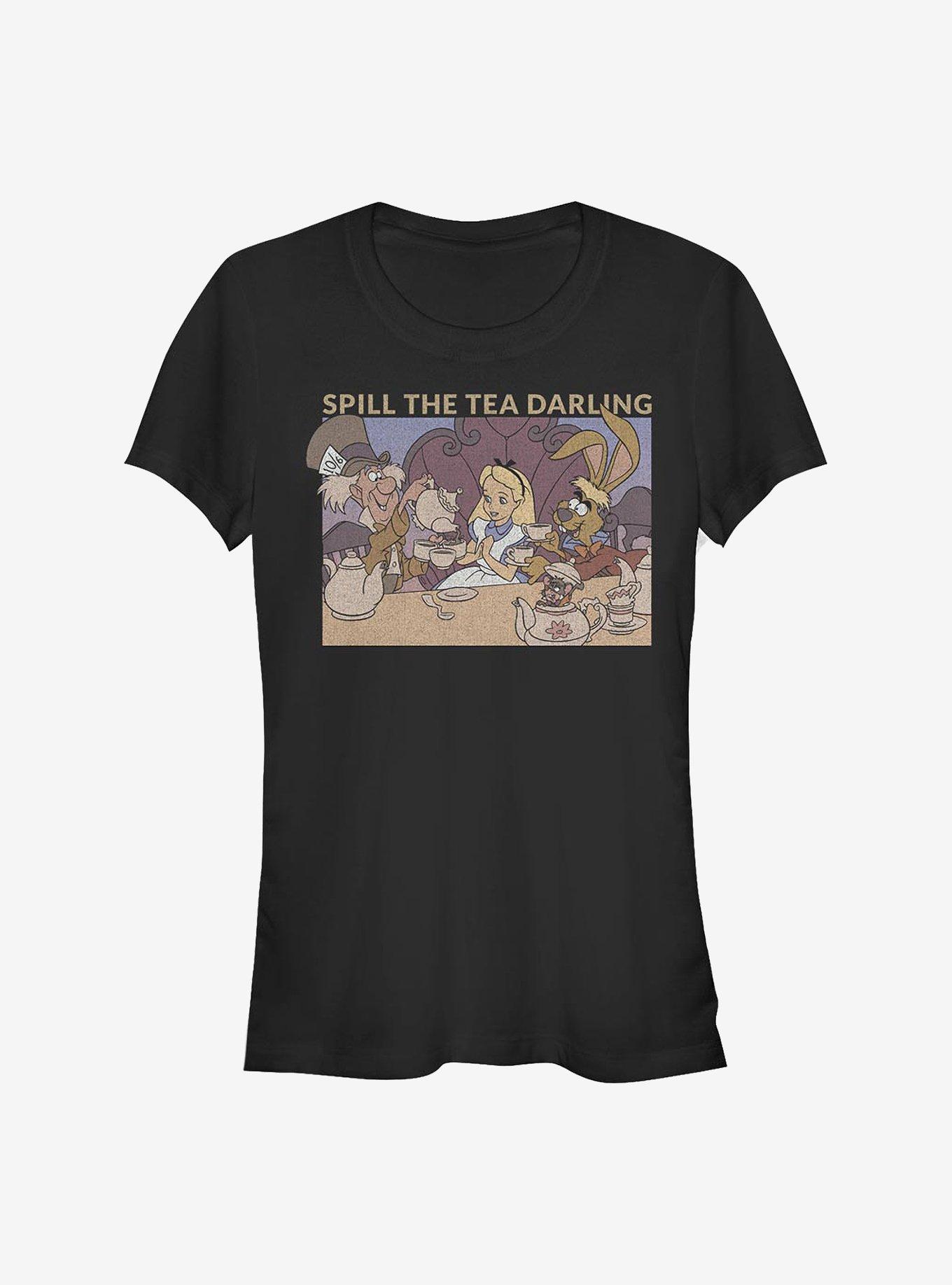 Disney Alice In Wonderland Spill The Tea Girls T-Shirt, BLACK, hi-res