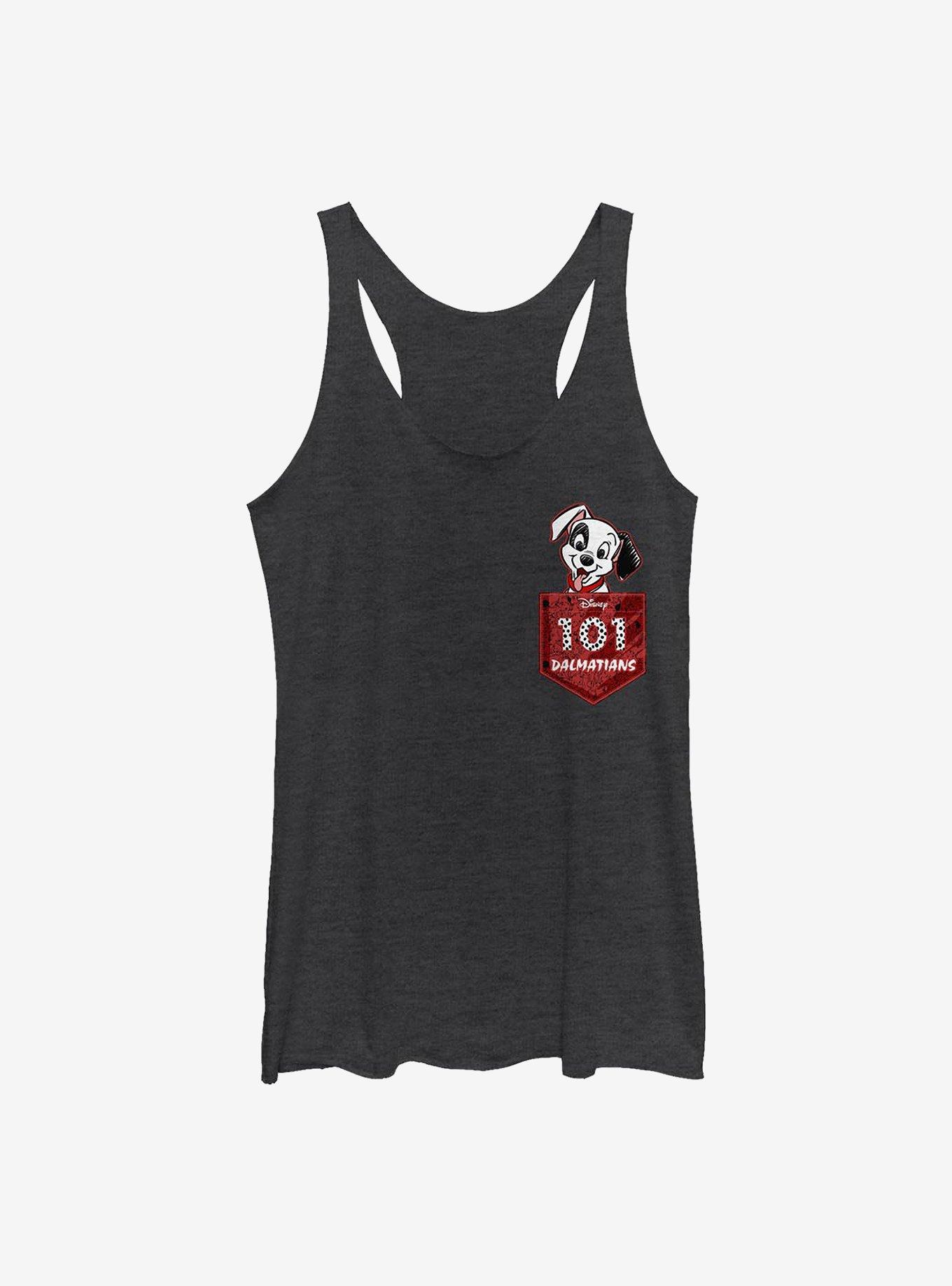 Disney 101 Dalmatians Faux Pocket Puppy Girls Tank, BLK HTR, hi-res