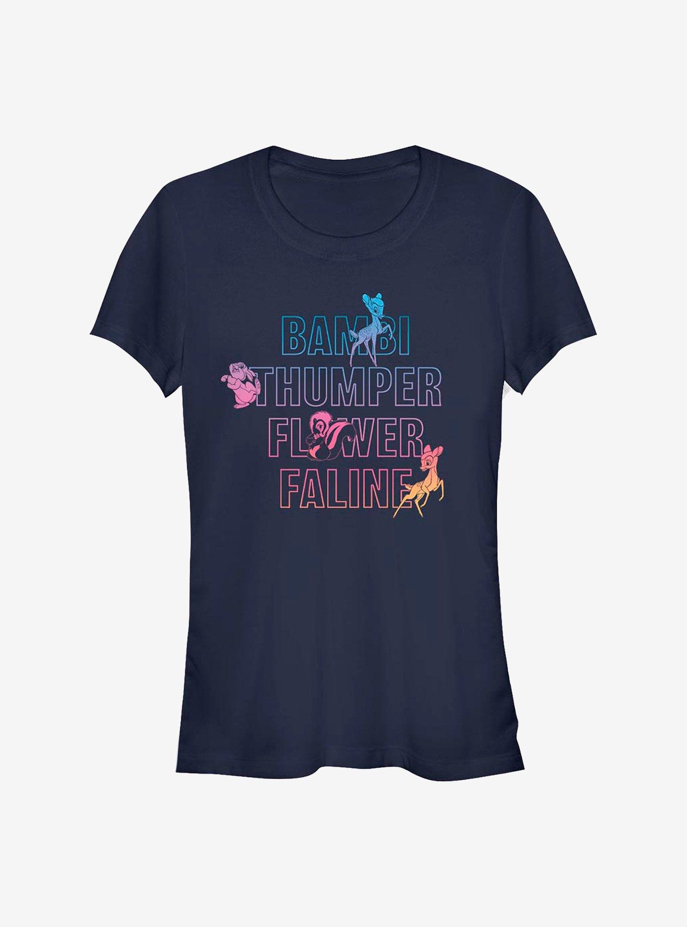 Disney Bambi Characters Names Stacked Girls T-Shirt