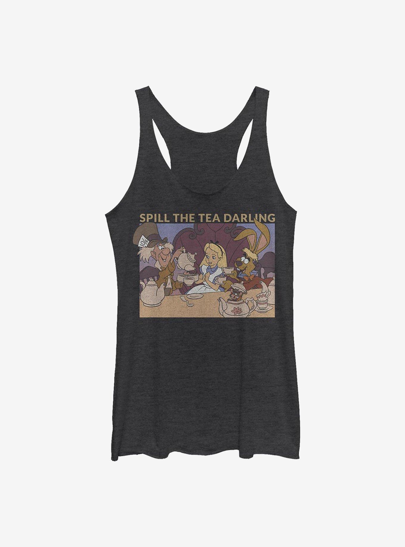 Disney Alice In Wonderland Spill The Tea Girls Tank, BLK HTR, hi-res