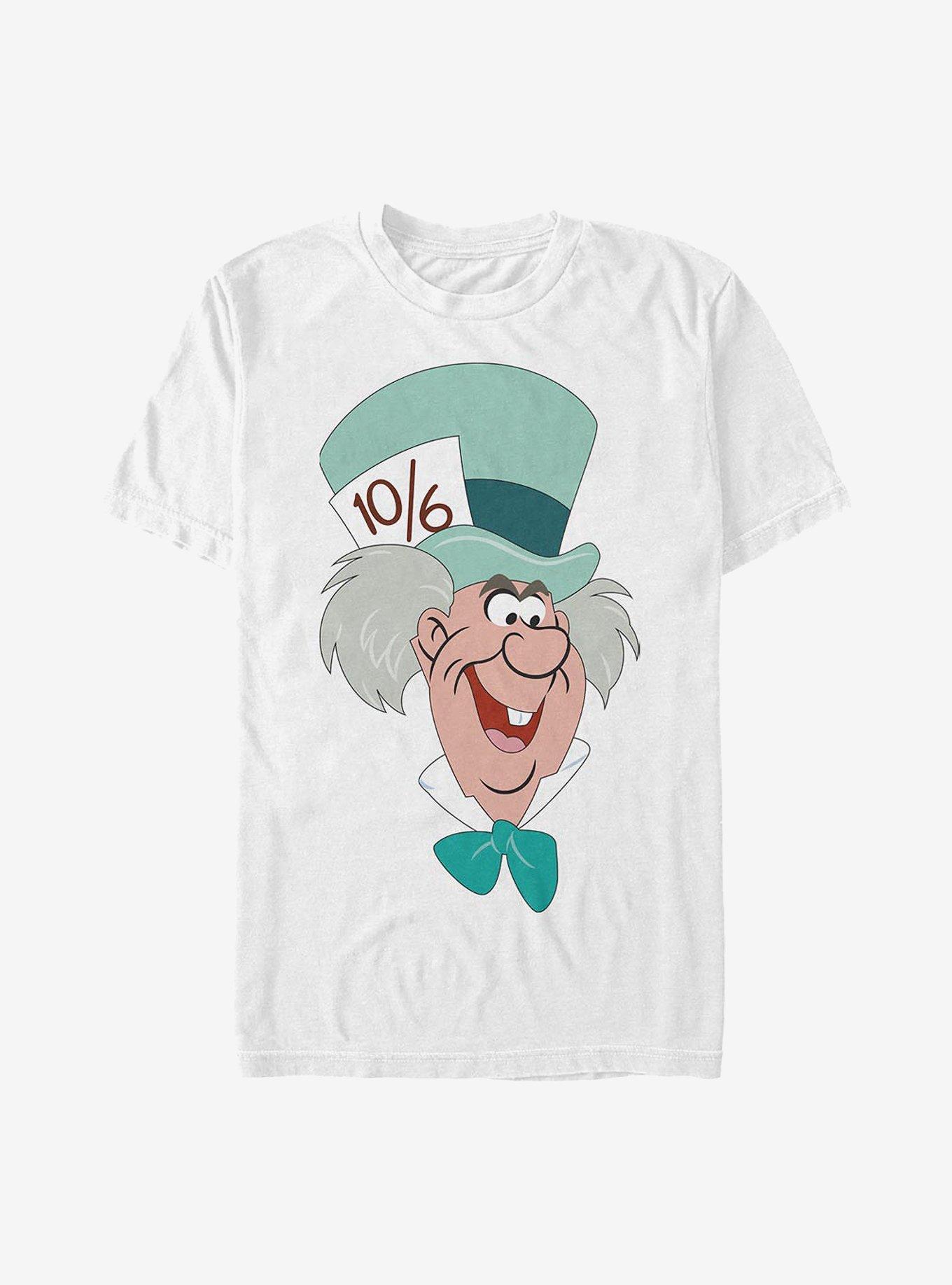 Disney Alice In Wonderland Mad Hatter Big Face T-Shirt, WHITE, hi-res
