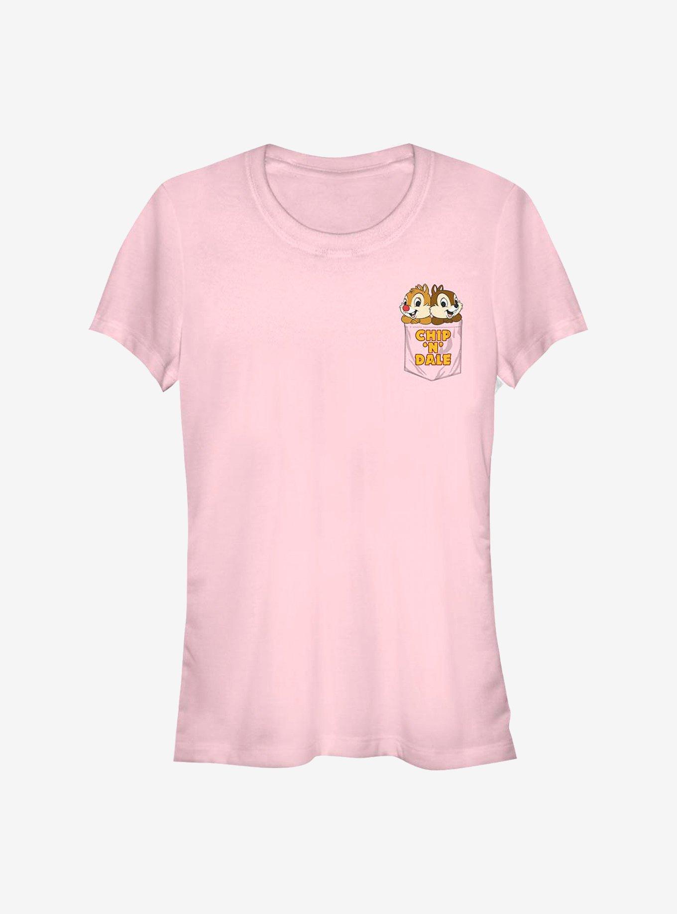 Disney Chip N' Dale Chipmunk Faux Pocket Girls T-Shirt, LIGHT PINK, hi-res