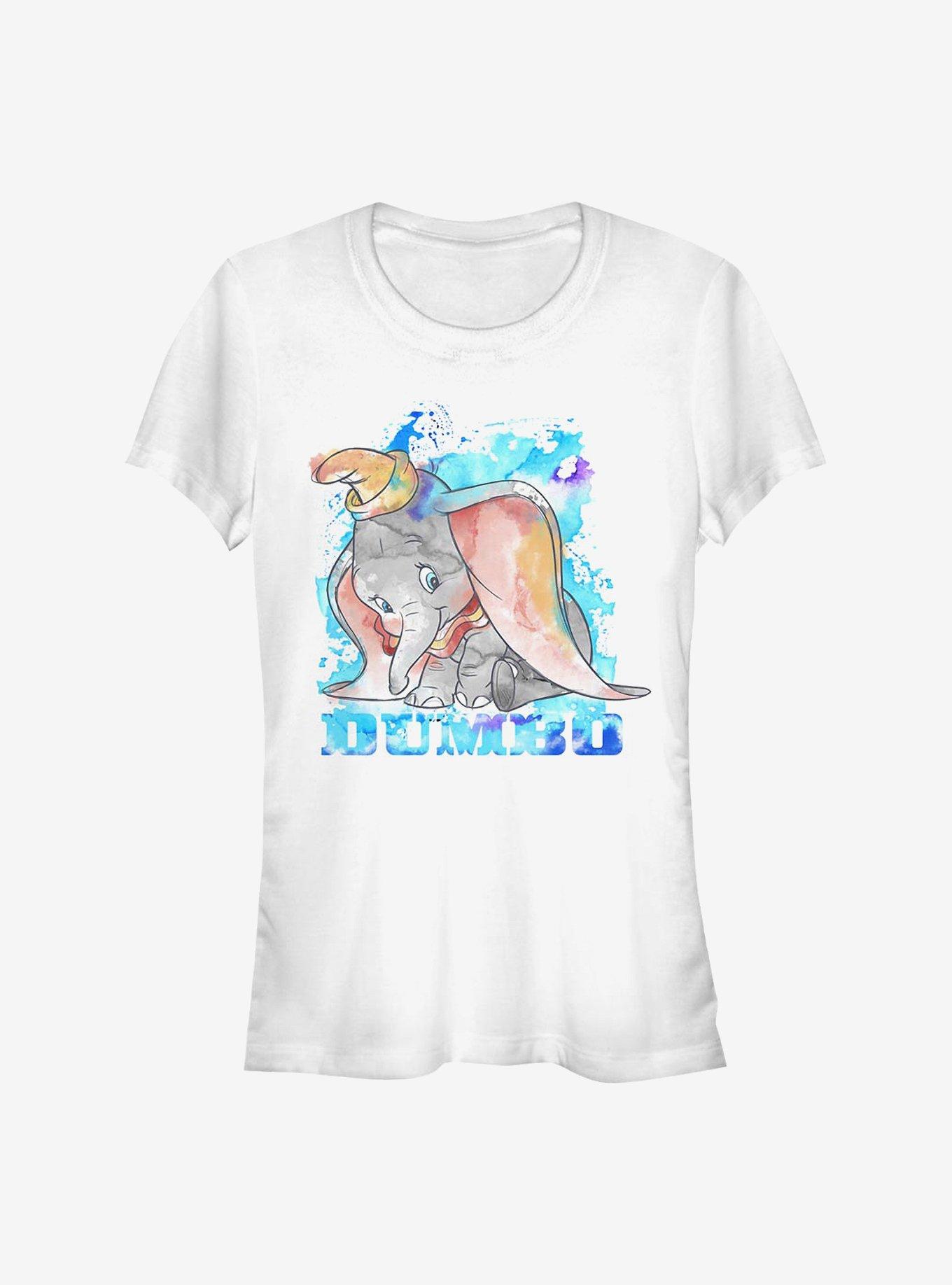 Disney Dumbo Watercolor Dumbo Girls T-Shirt, WHITE, hi-res