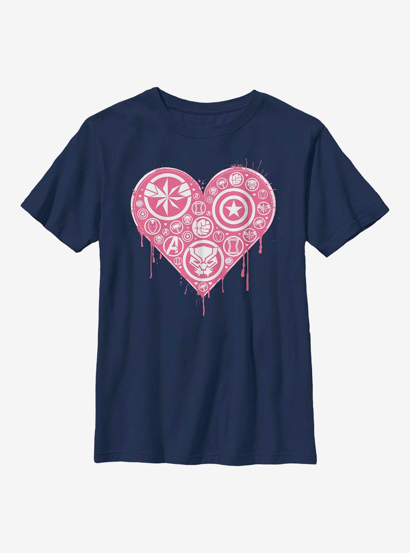 Marvel Avengers Heart Emblems Youth T-Shirt, , hi-res