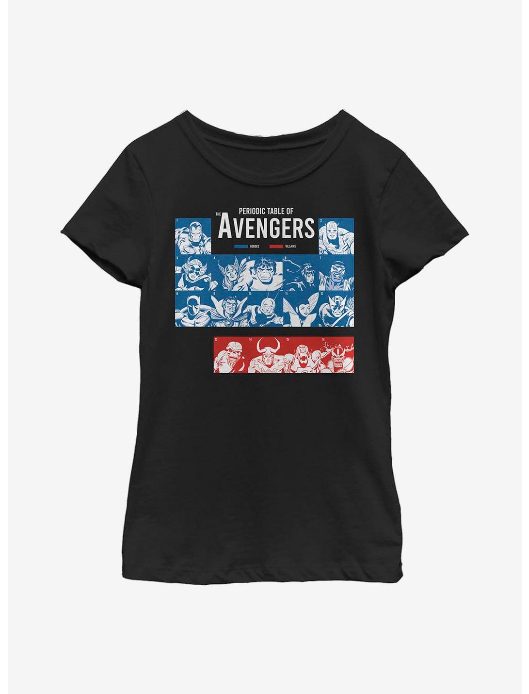Marvel Avengers Periodic Youth Girls T-Shirt, BLACK, hi-res