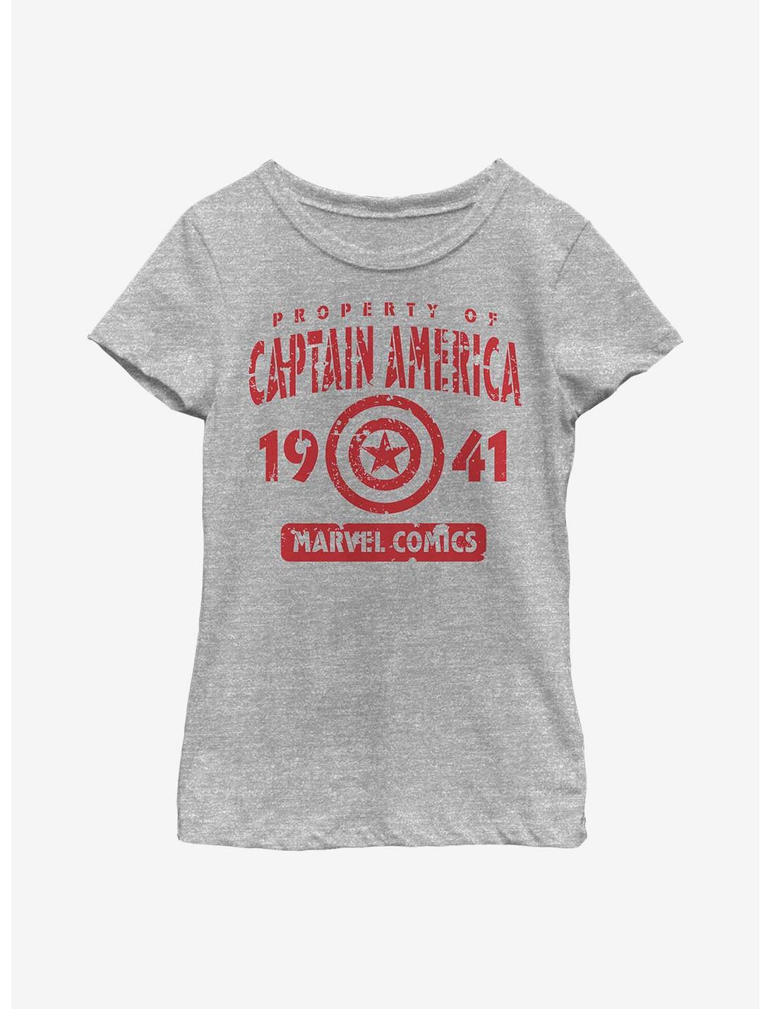 Marvel Captain America Captain's Property Youth Girls T-Shirt, ATH HTR, hi-res