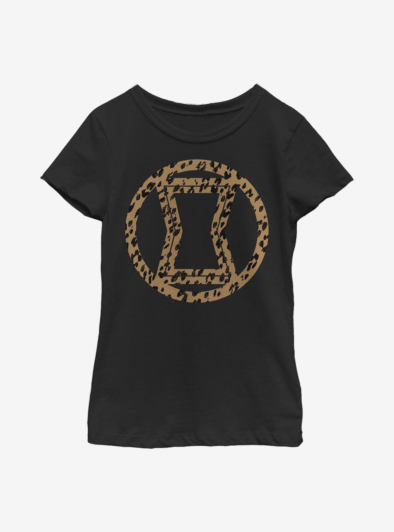 Marvel Black Widow Icon Leopard Fill Youth Girls T-Shirt, BLACK, hi-res