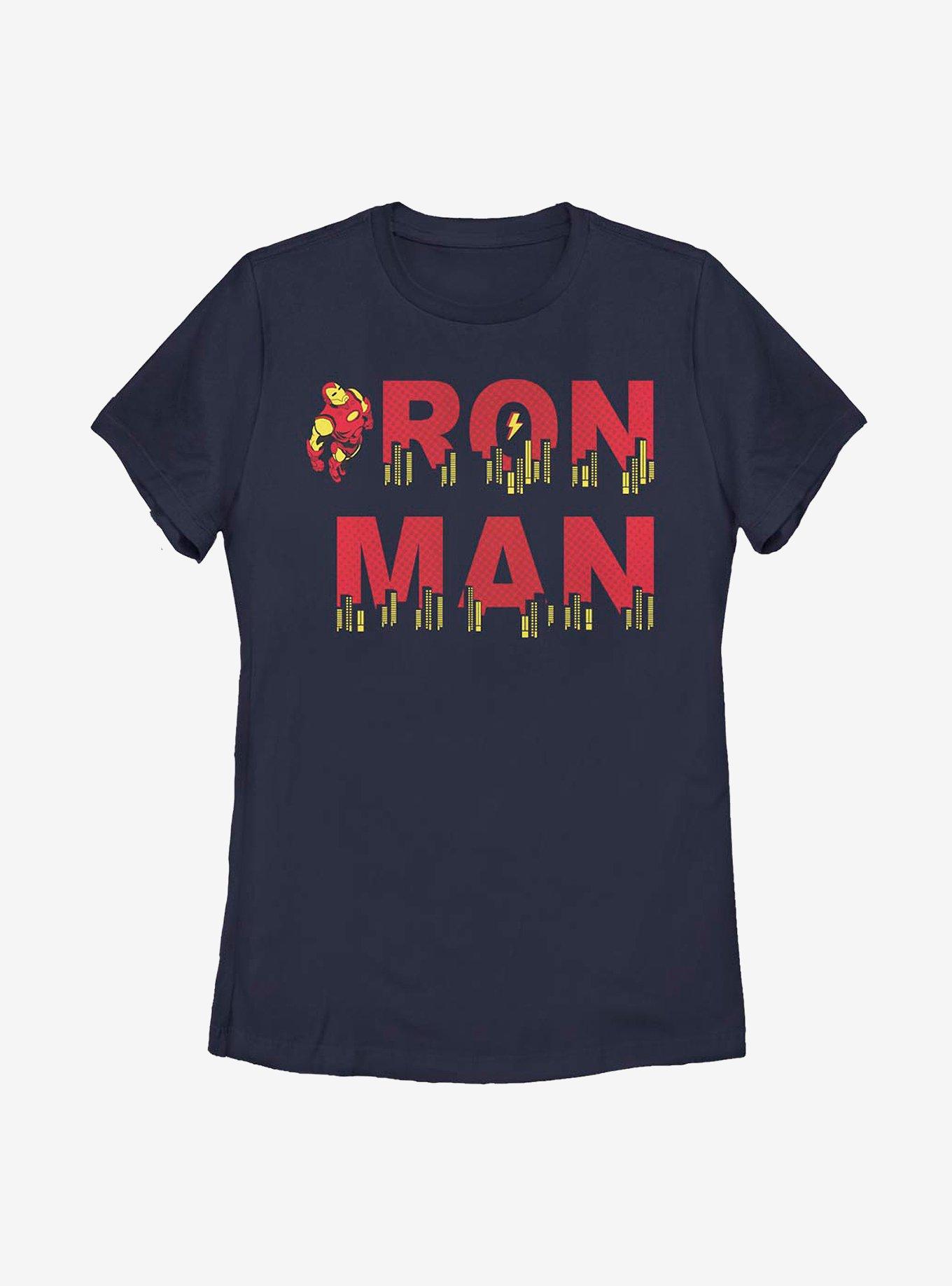 Marvel Iron Man Halftone Womens T-Shirt, NAVY, hi-res