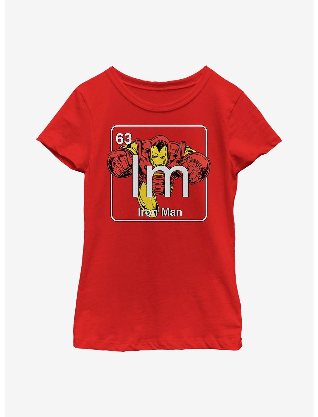 Marvel Iron Man Periodic Iron Man Youth Girls T-Shirt, RED, hi-res