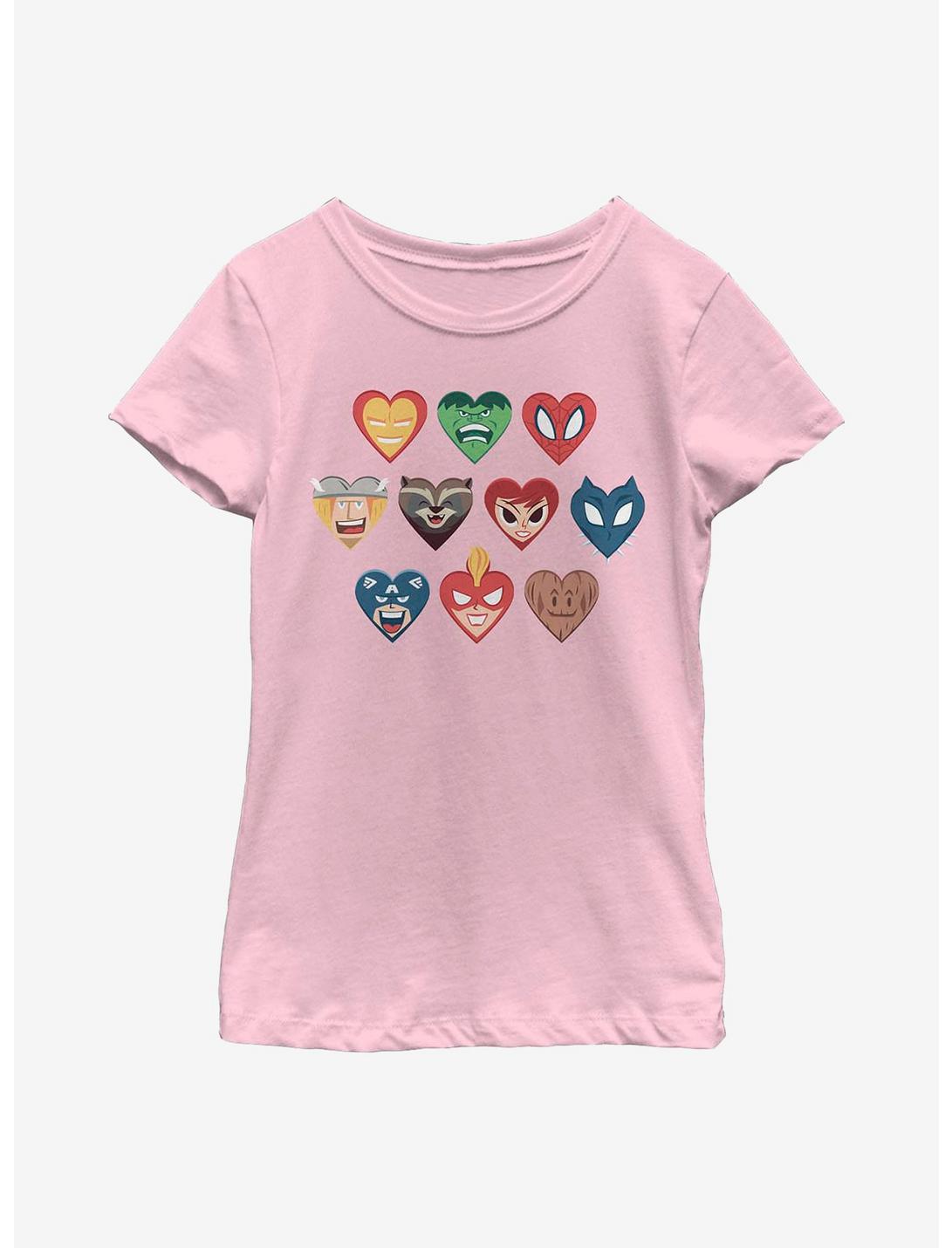Marvel Avengers Hero Hearts Youth Girls T-Shirt, PINK, hi-res