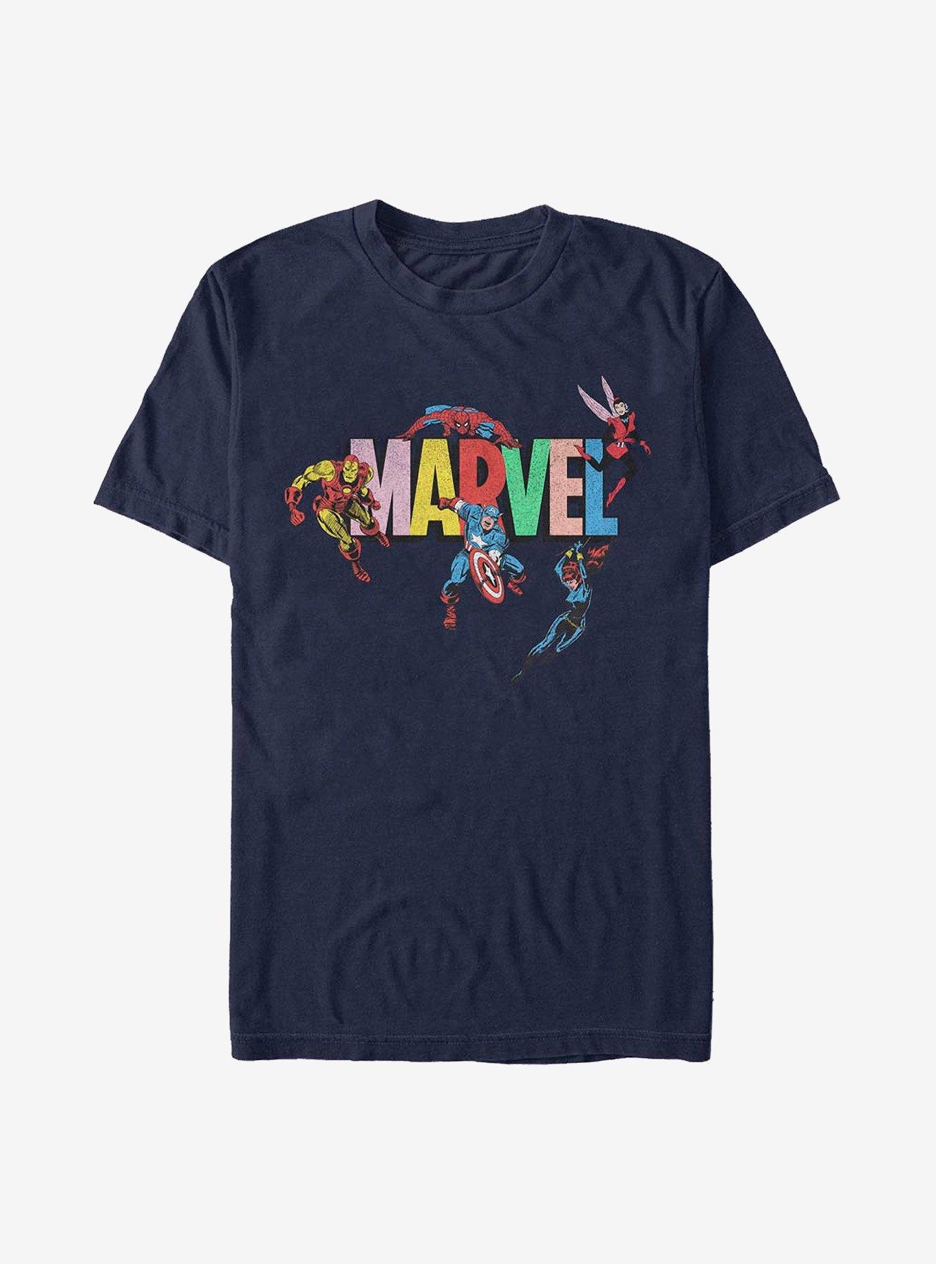 Marvel Avengers Logo Ensemble T-Shirt - BLUE