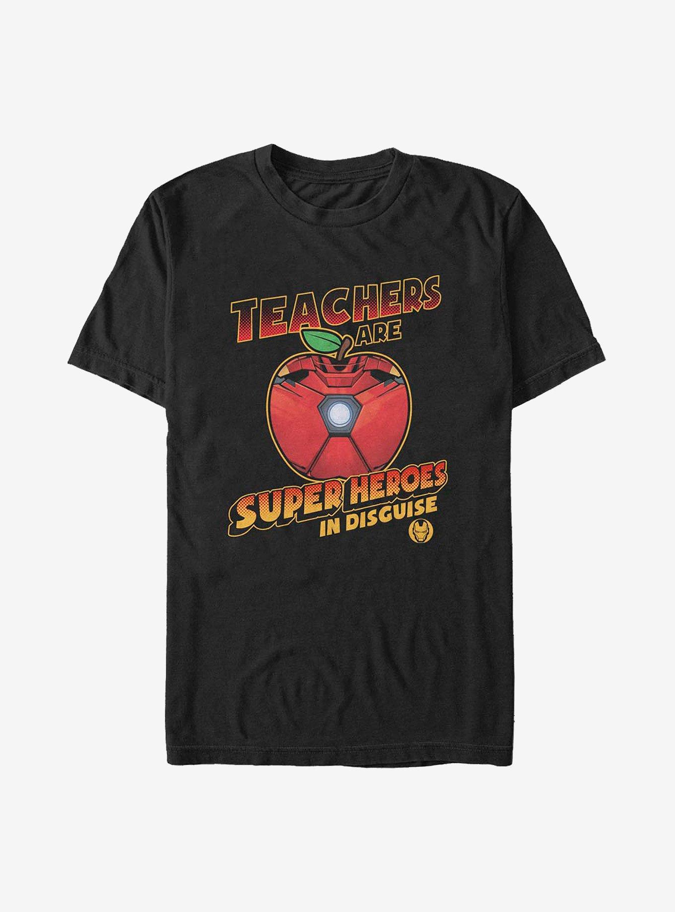 Marvel Iron Man Teachers Are Superheroes T-Shirt, BLACK, hi-res