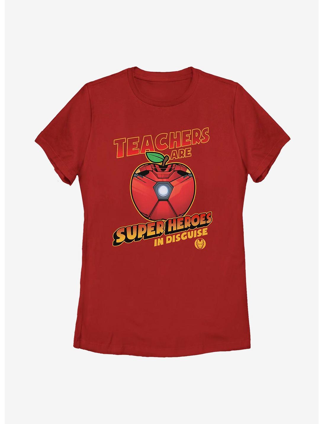 Marvel Iron Man Teachers Are Superheroes Womens T-Shirt, RED, hi-res
