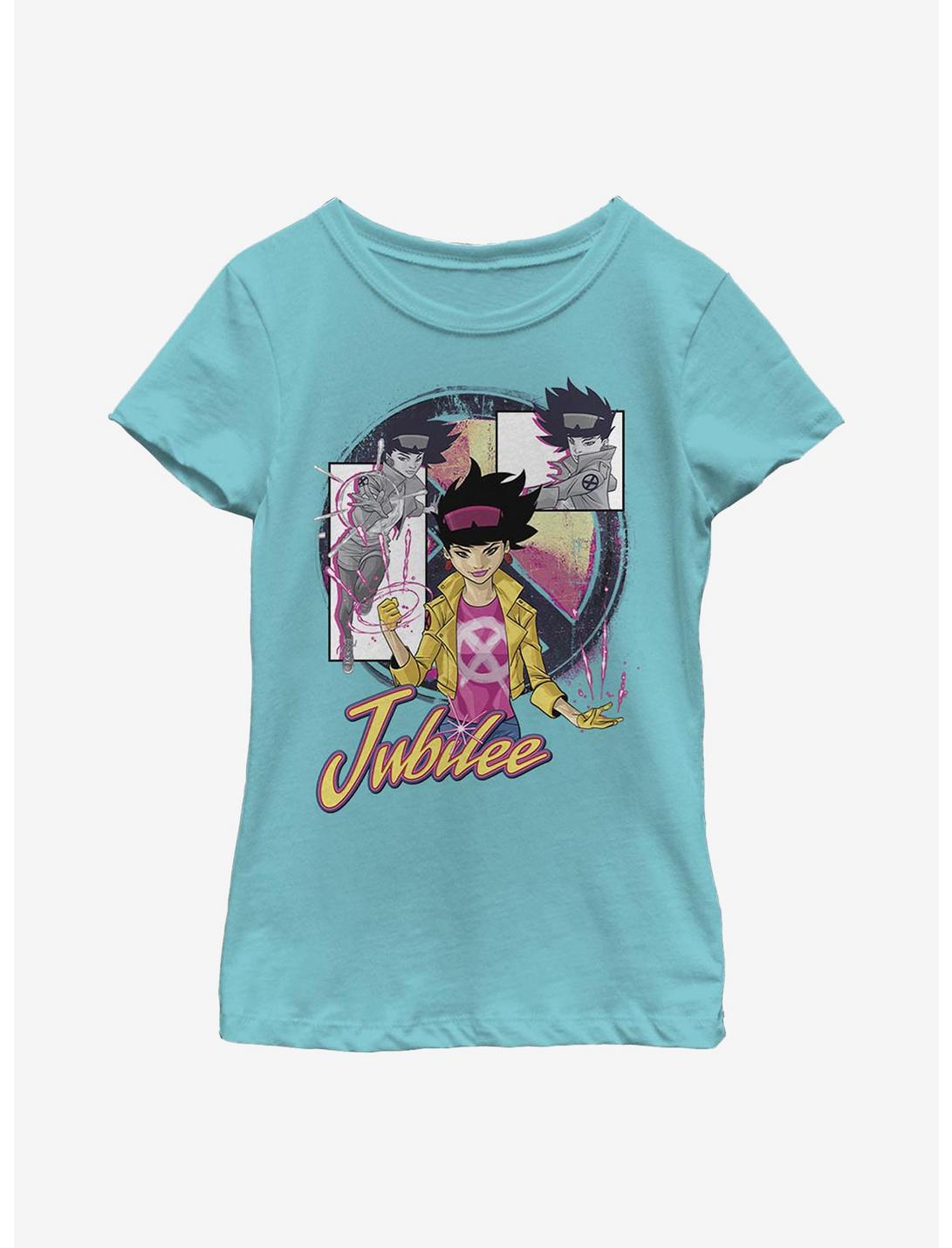 Marvel X-Men Jubilee Panels Youth Girls T-Shirt, TAHI BLUE, hi-res