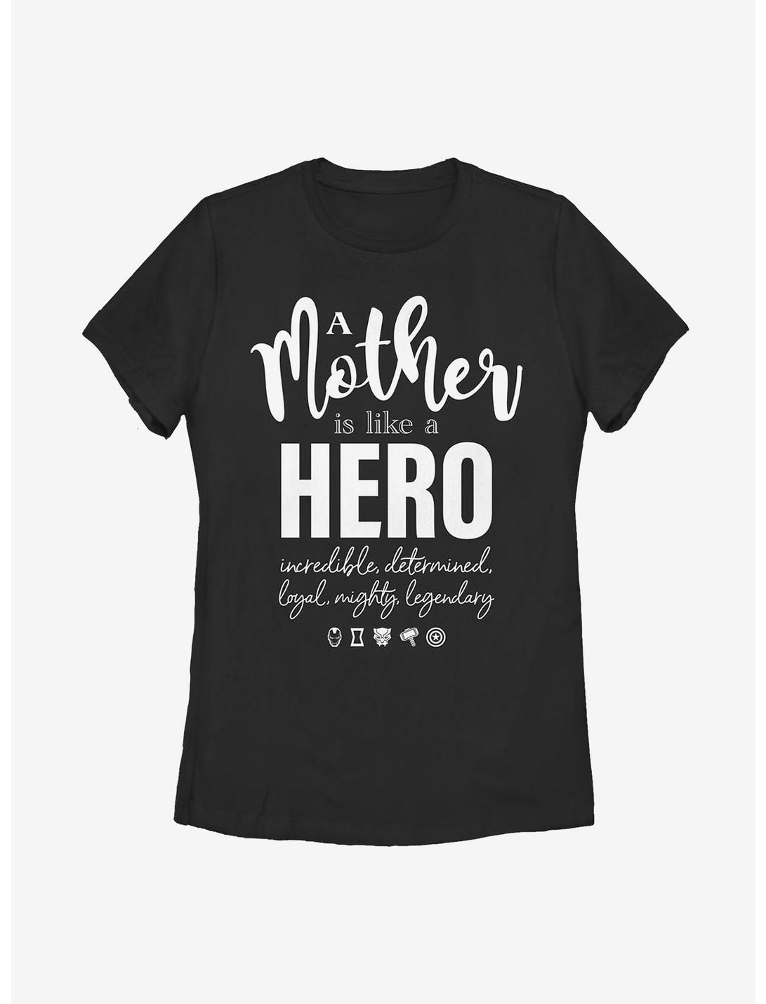 Marvel Avengers A Mother Hero Quote Womens T-Shirt, BLACK, hi-res