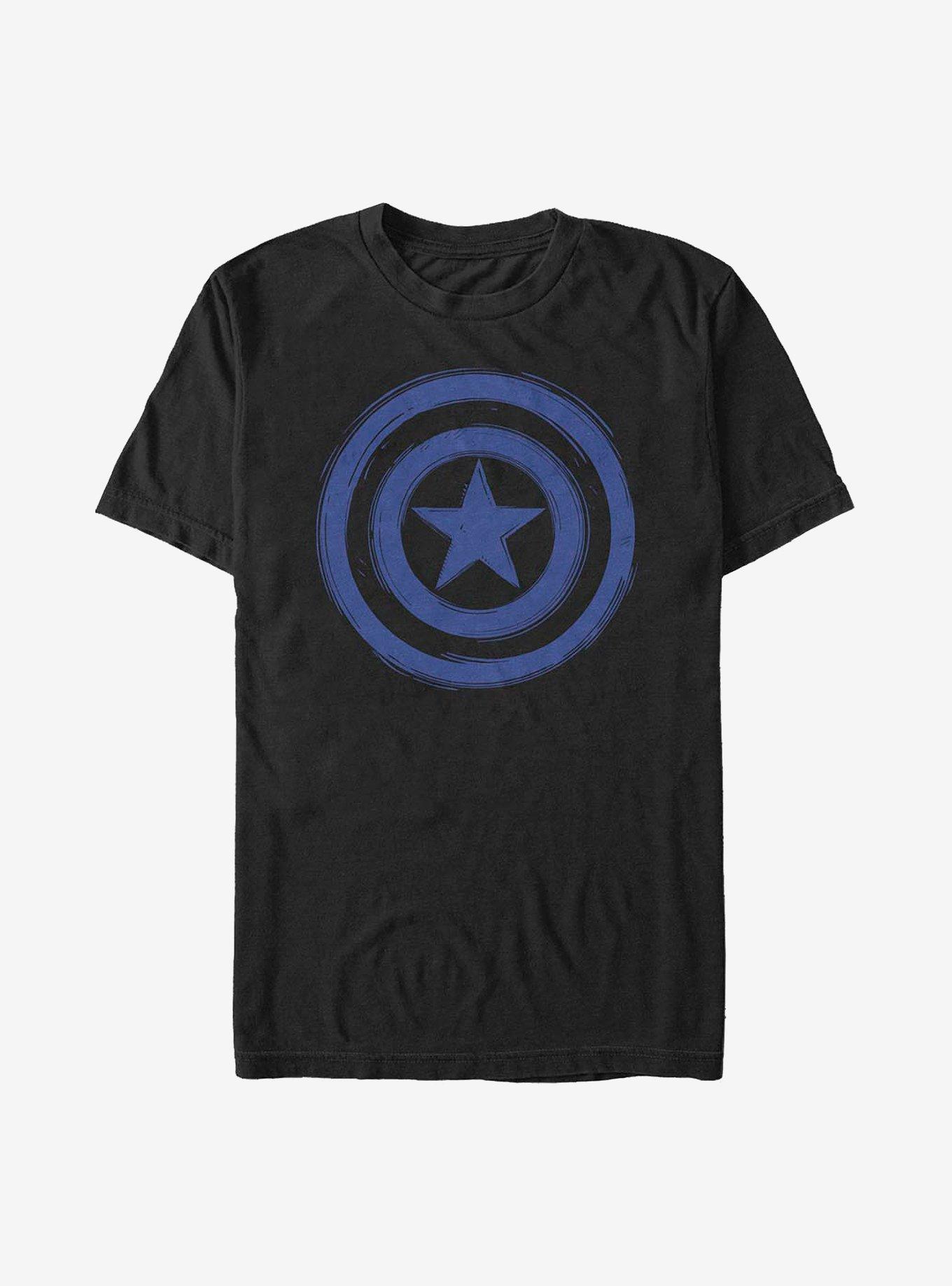 Marvel Captain America Woodcut Cap America T-Shirt - BLACK | BoxLunch