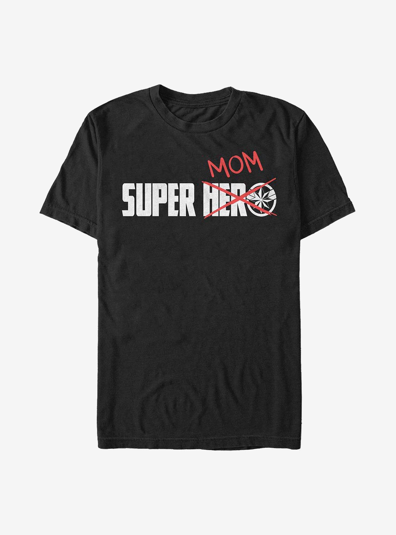 Marvel Captain Marvel Super Mom Doodle T-Shirt - BLACK | BoxLunch