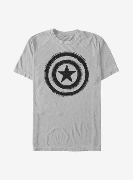Marvel Captain America Woodcut Cap America T-Shirt - SILVER | BoxLunch