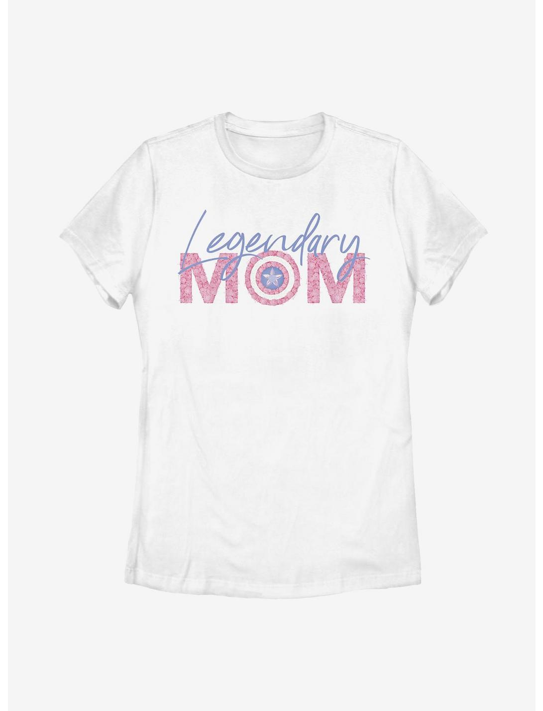 Marvel Captain America Legendary Mom Flowers Womens T-Shirt, WHITE, hi-res