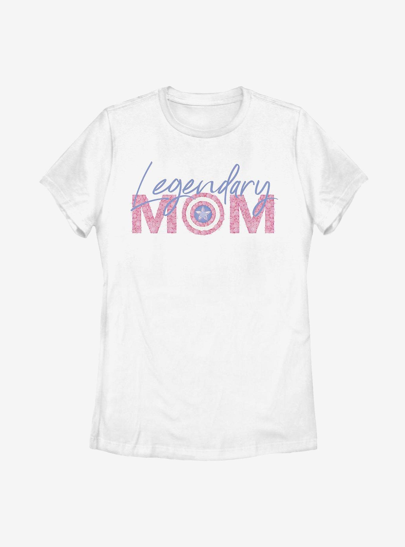 Marvel Captain America Legendary Mom Flowers Womens T-Shirt, WHITE, hi-res