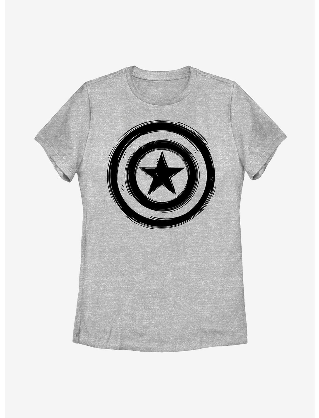 Marvel Captain America Woodcut Cap America Womens T-Shirt, ATH HTR, hi-res