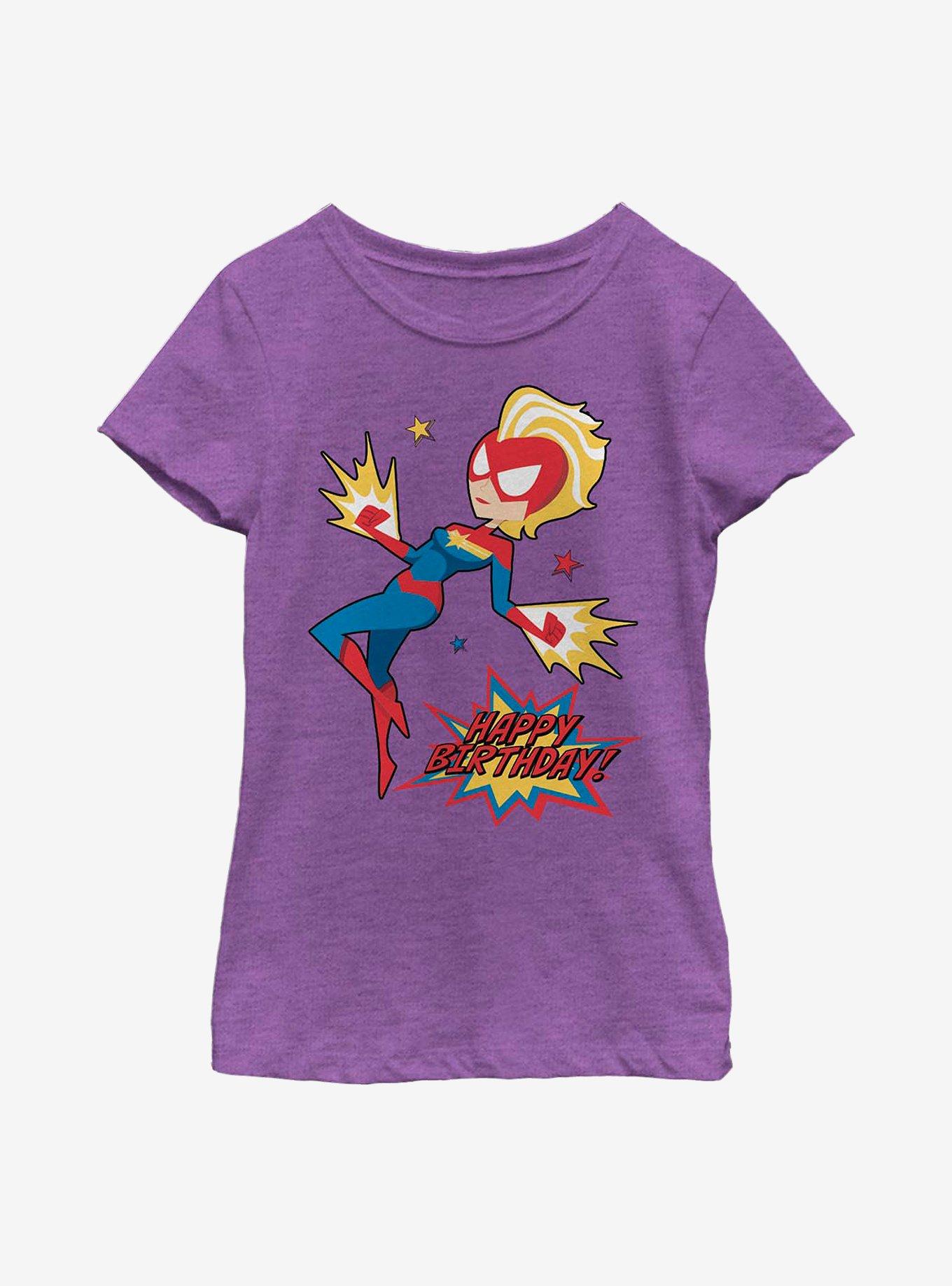 Marvel Captain Marvel Cap Marvel Birthday Youth Girls T-Shirt, PURPLE BERRY, hi-res
